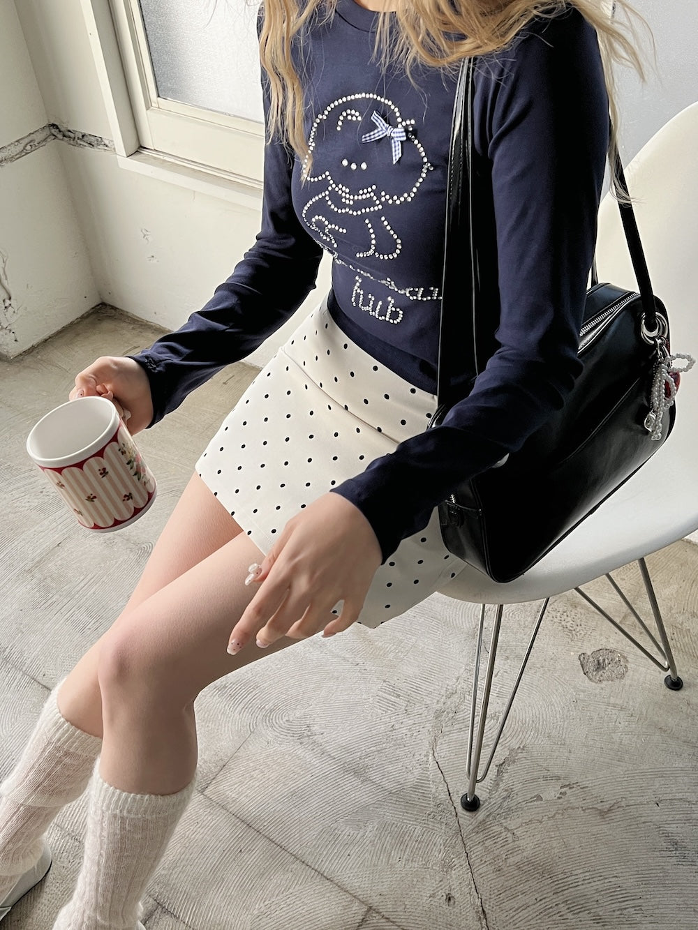 <SL2251617> ドット台形ミニスカート