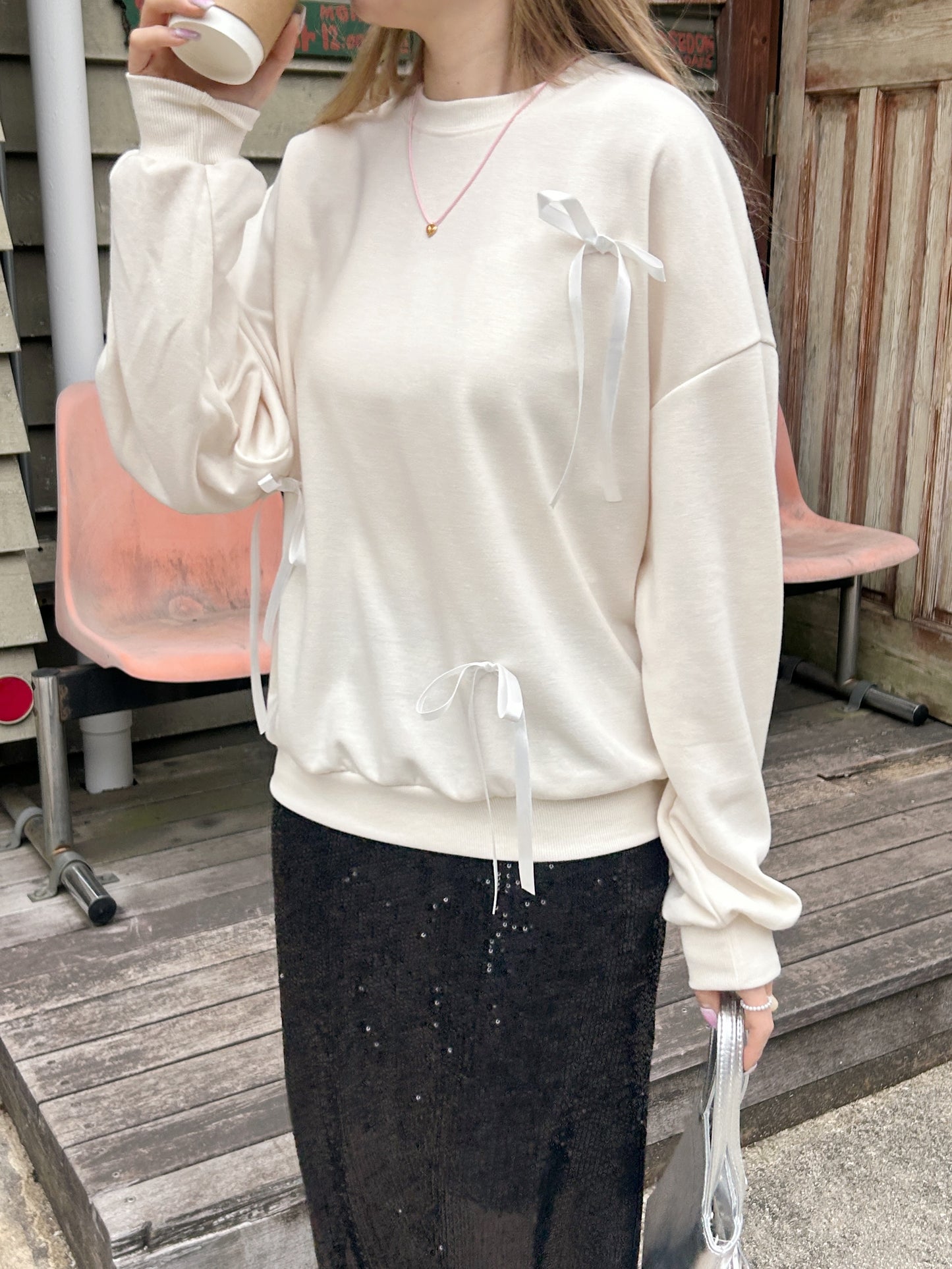 ※残りわずか! <SL2241604> ribbon point sweat