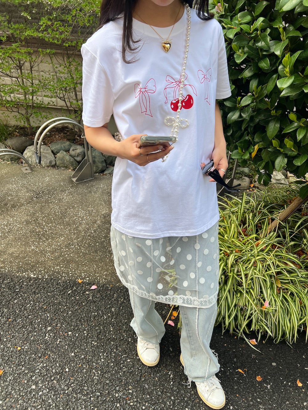 <SL4241606> パールリボンスマホショルダーストラップ