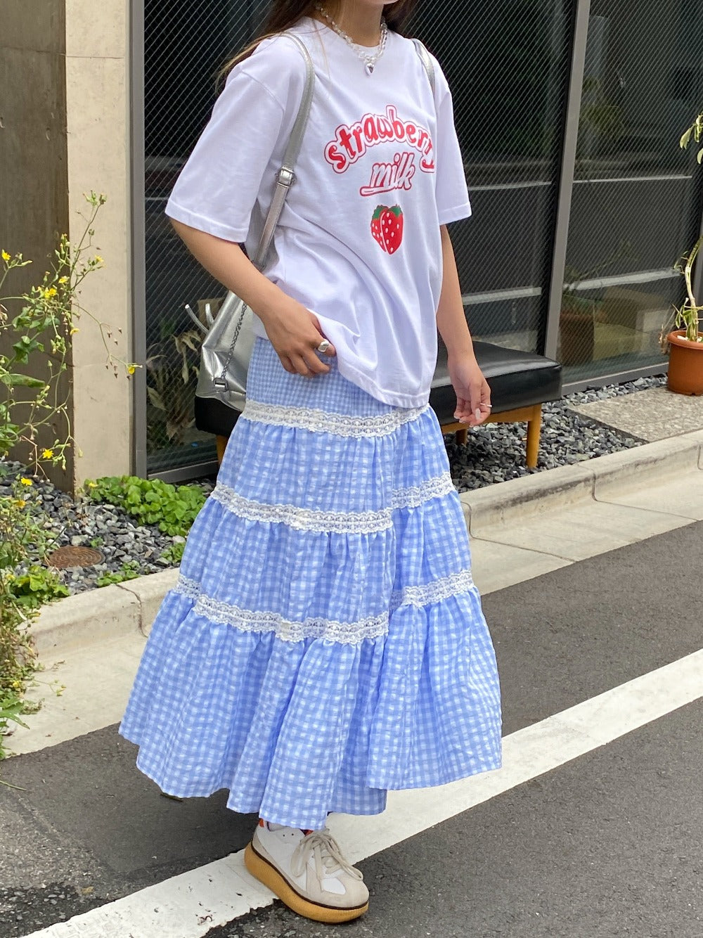 <SL2241667> ギンガムチェックティアードスカート