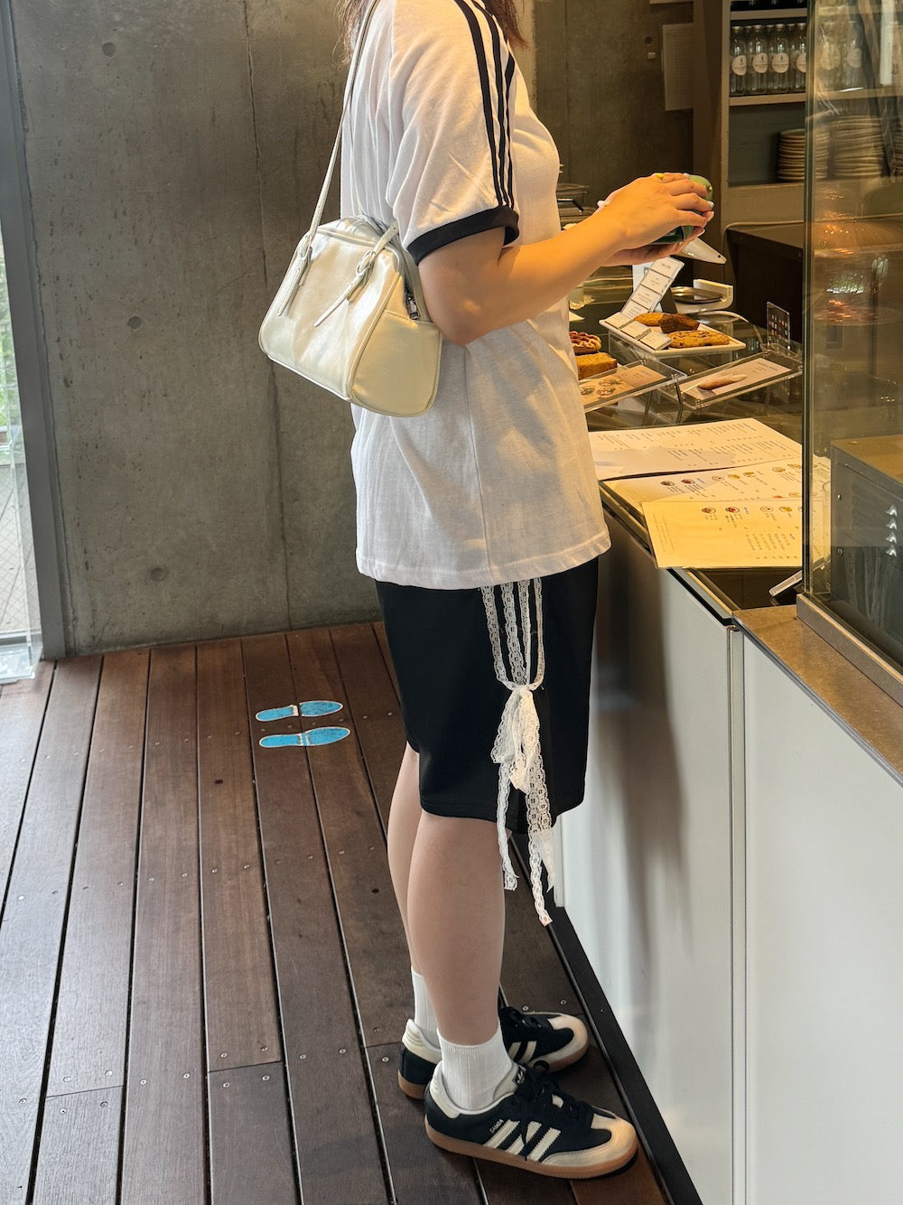 <SL2242608> サイドレースリボンハーフパンツ