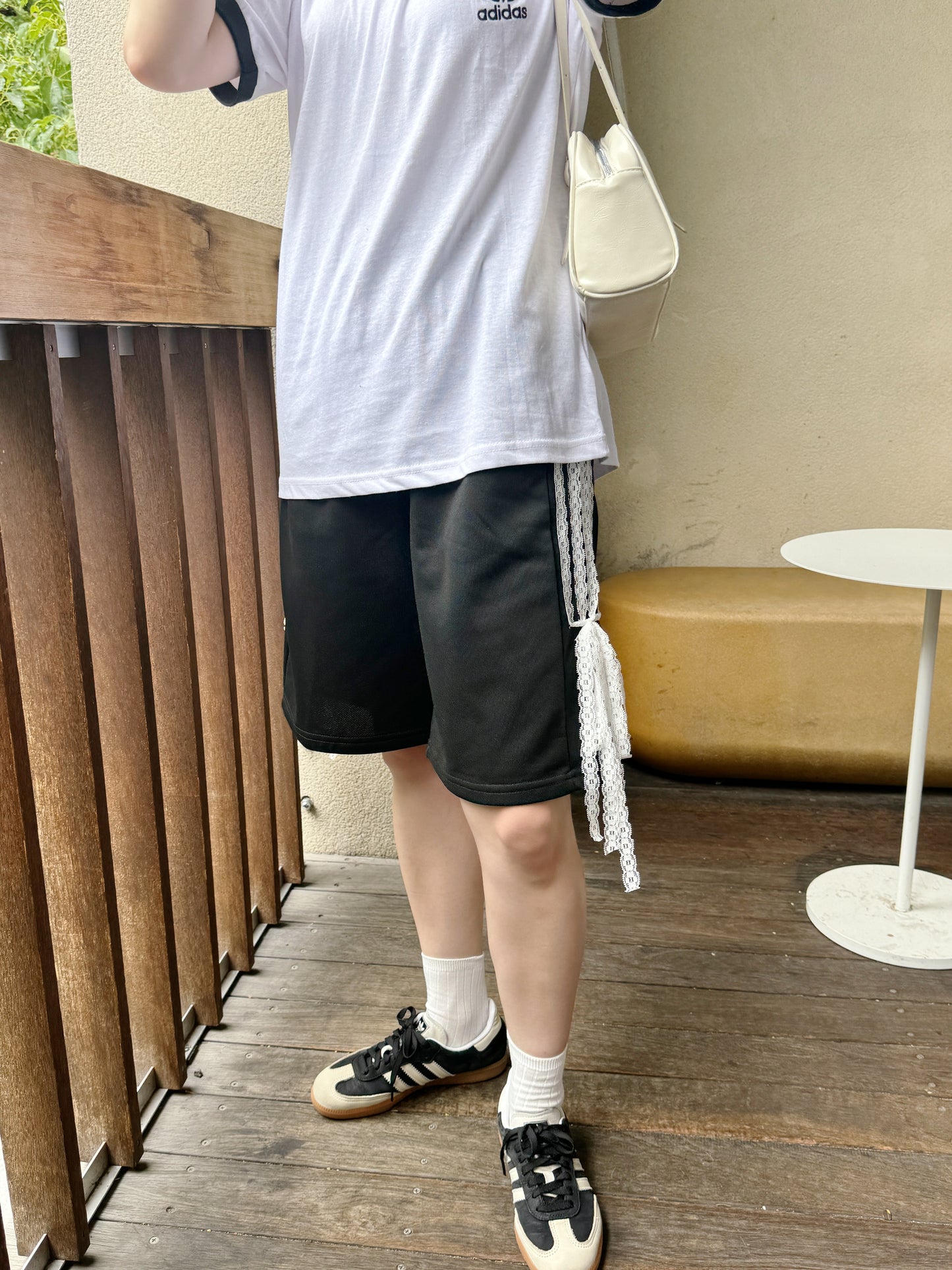 <SL2242608> サイドレースリボンハーフパンツ