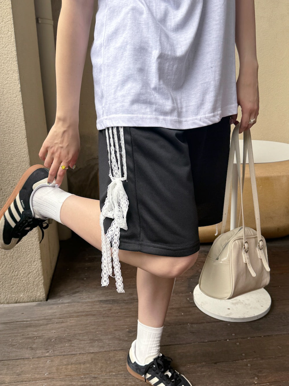 <SL2242608> サイドレースリボンハーフパンツ