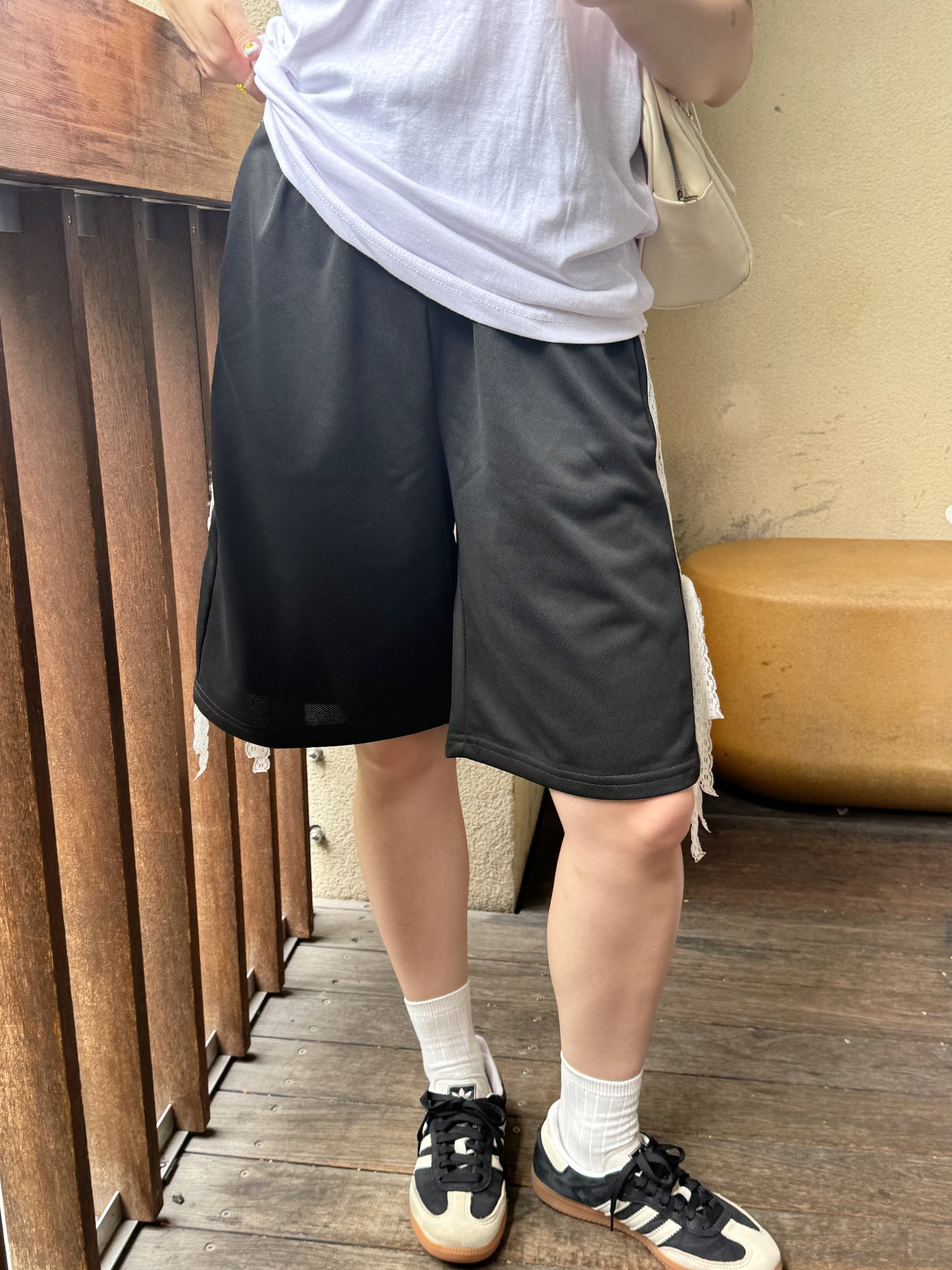 <SL2242608> サイドレースリボンハーフパンツ