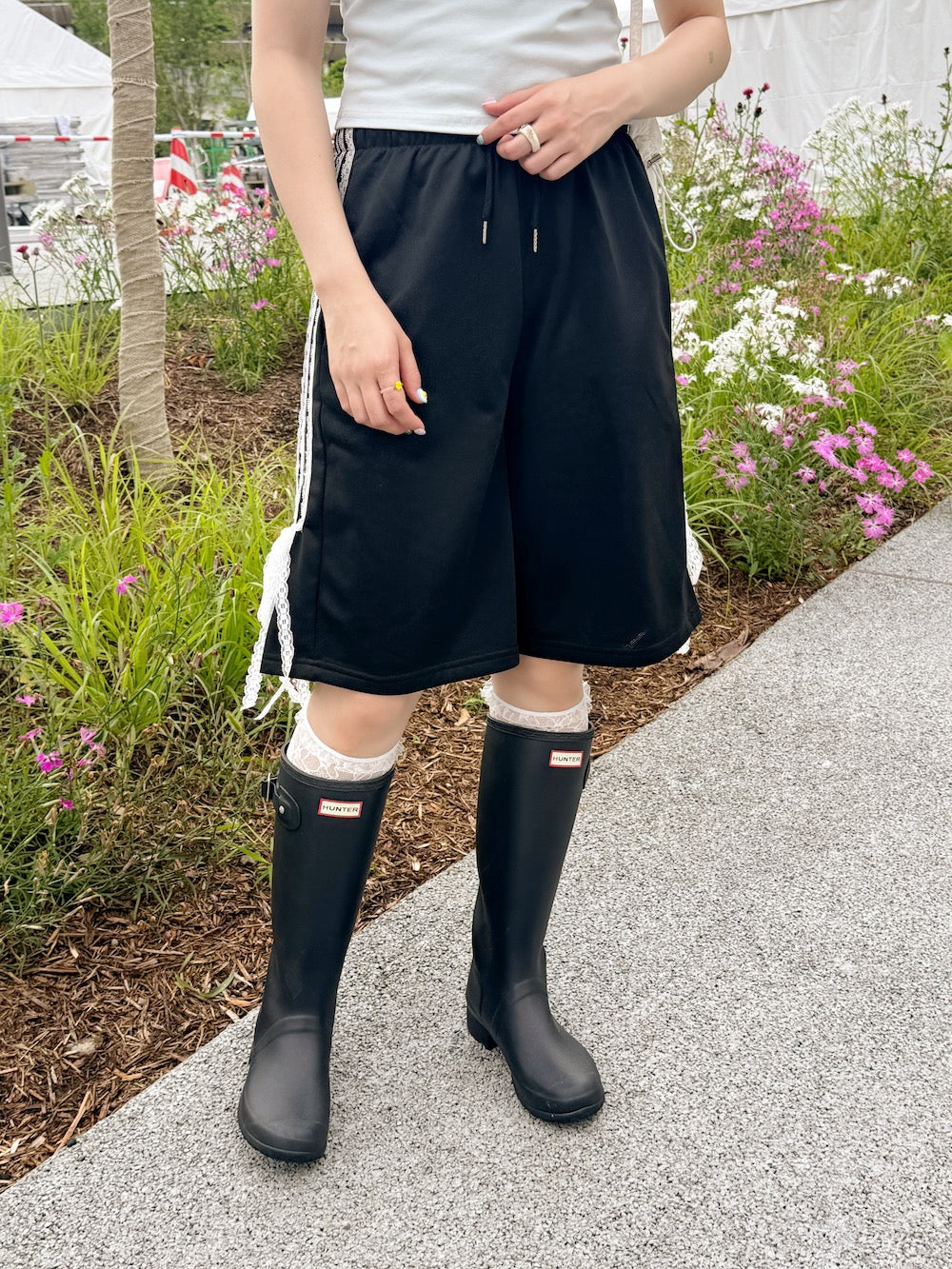 <SL2242608> サイドレースリボンハーフパンツ
