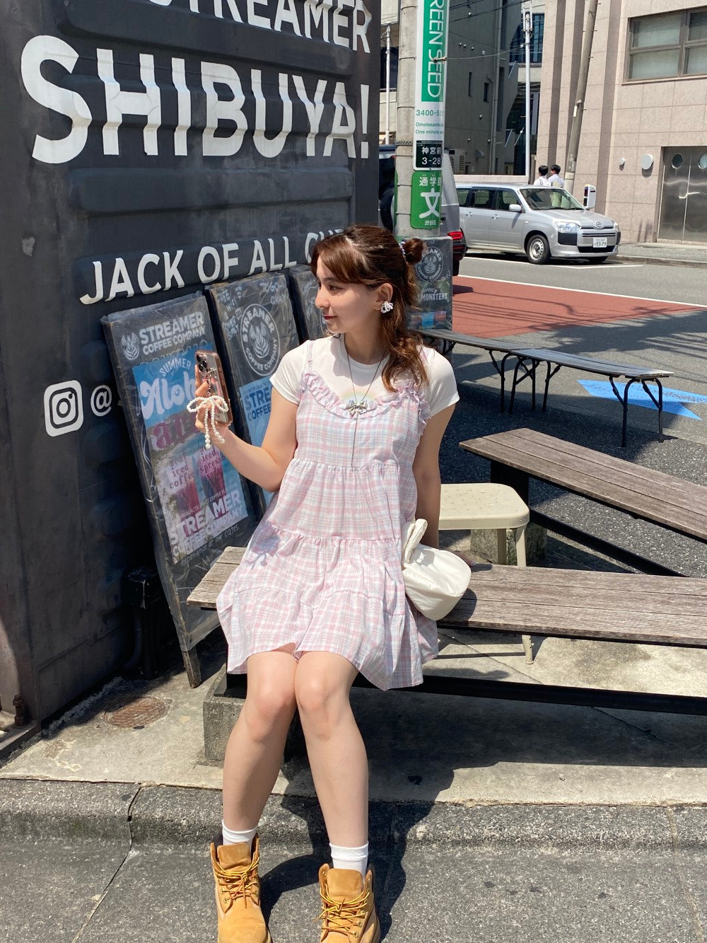 <SL2243604> チェックフリルティアードチュニック