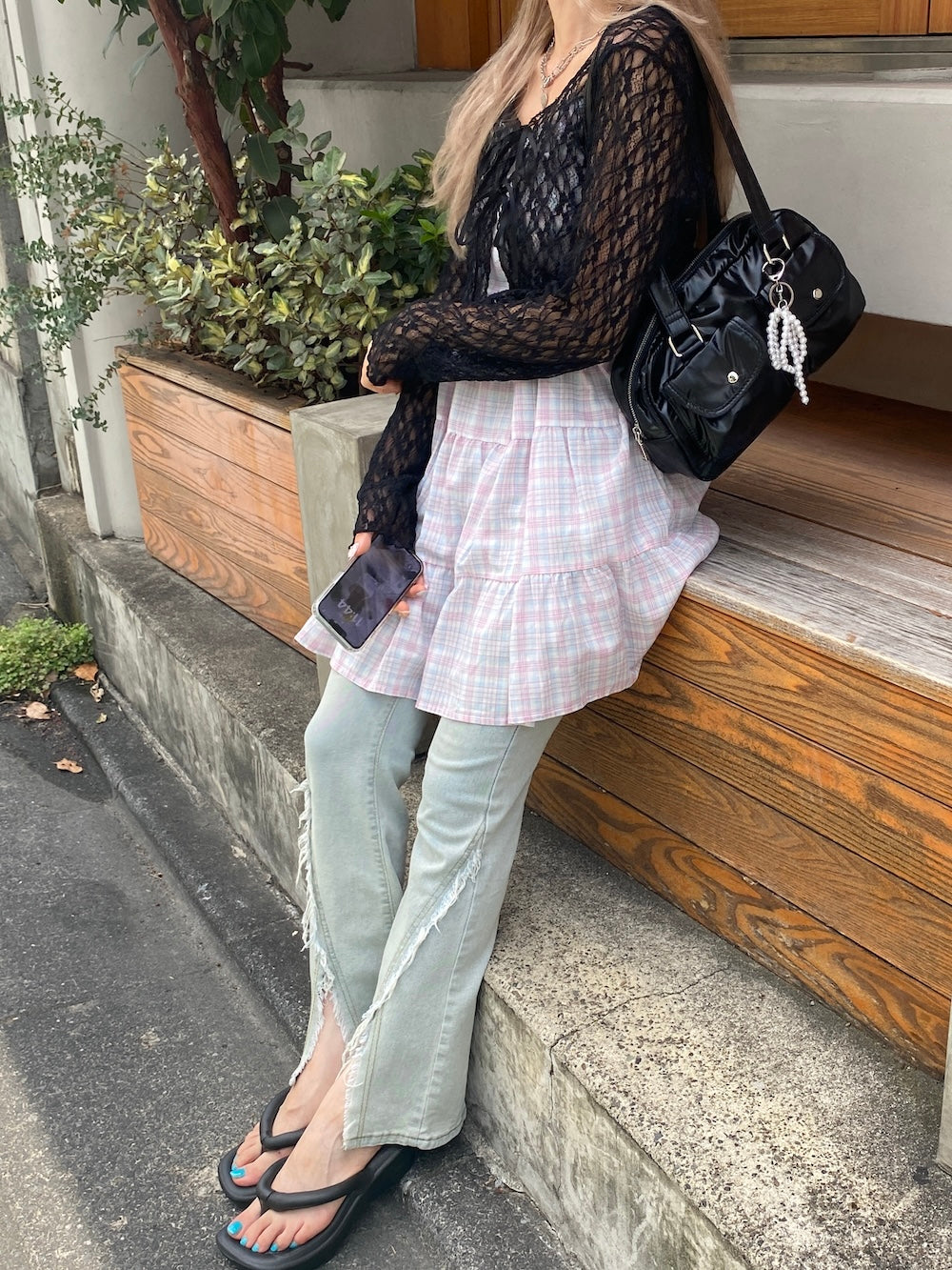 <SL2243608> レースリボンカーディガン