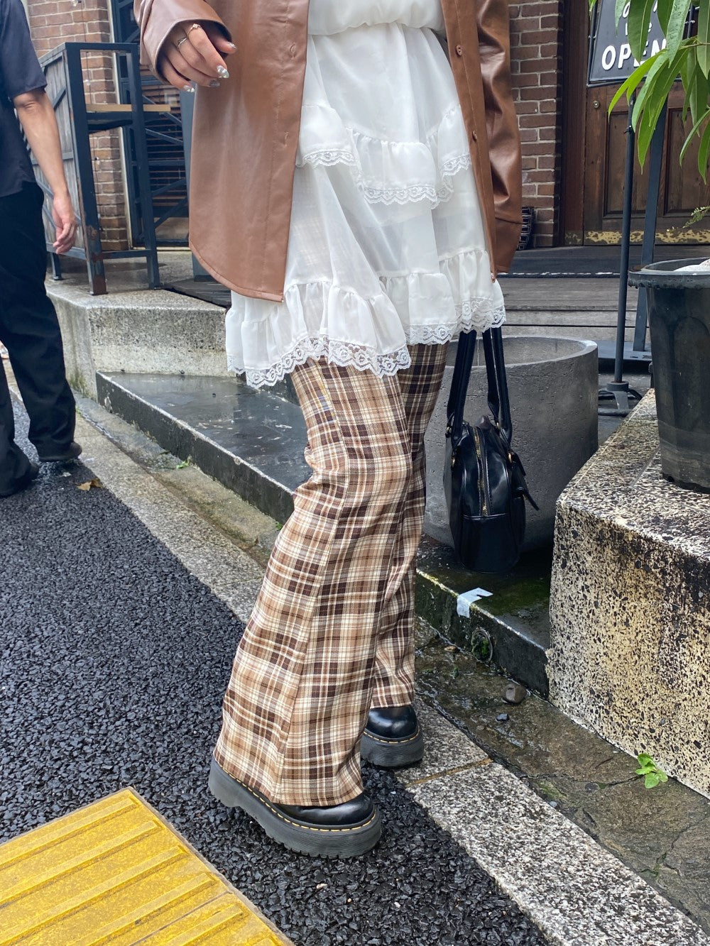 <SL2243614> チェックフレアパンツ