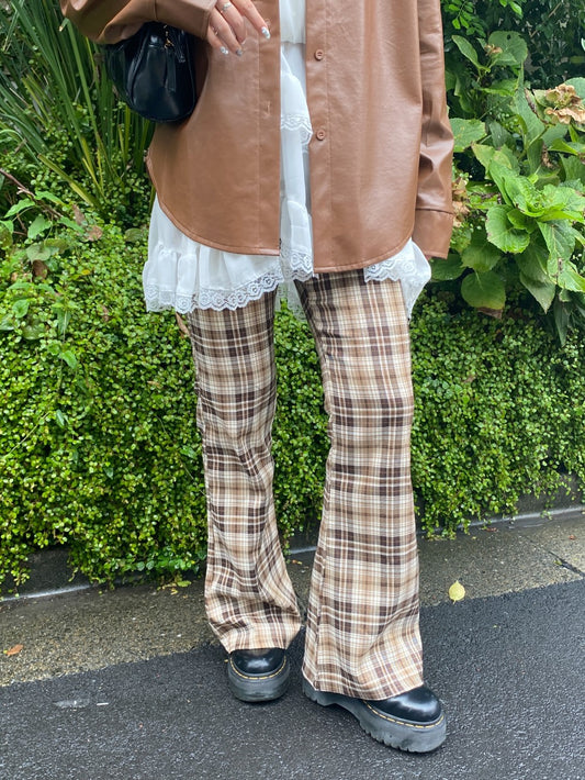 <SL2243614> チェックフレアパンツ