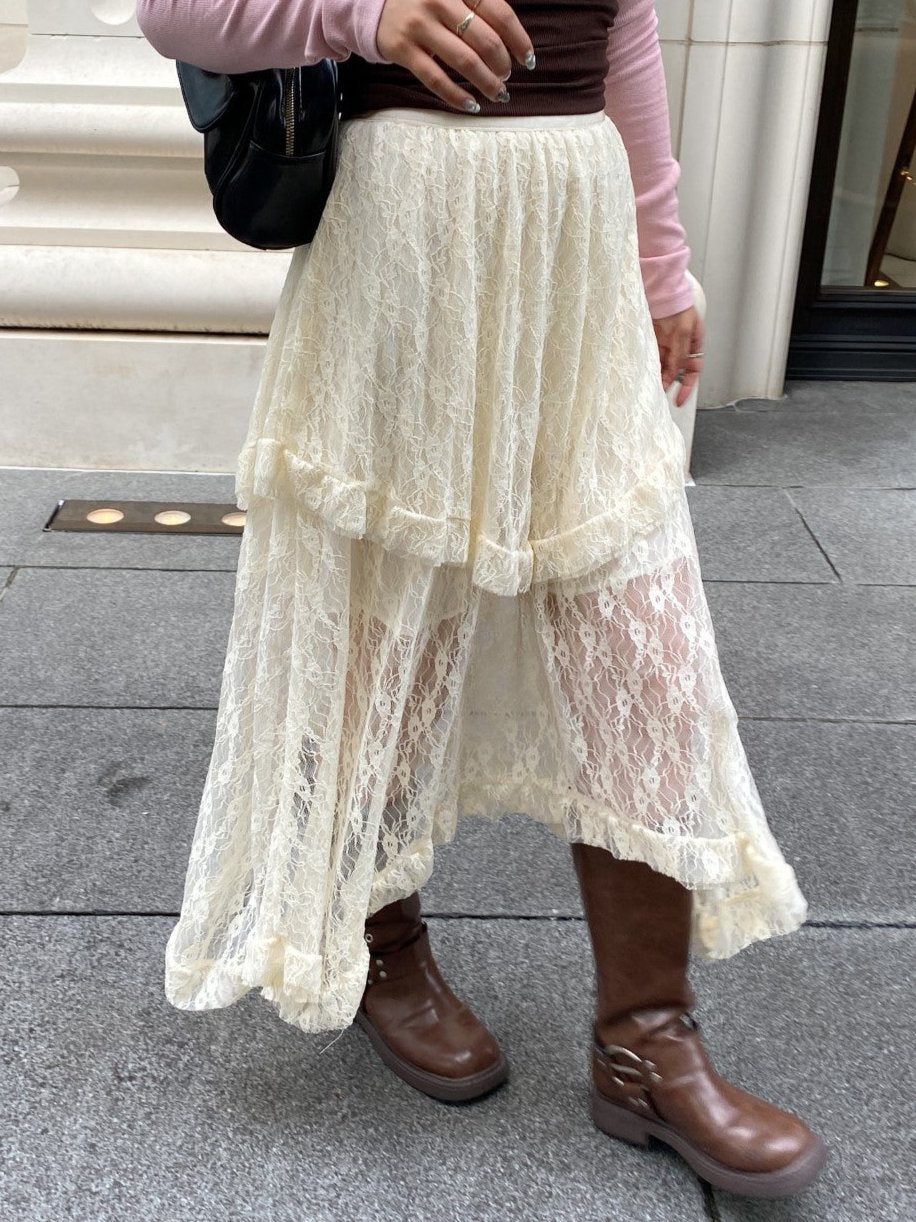 <SL2243611> アシンメトリーレーススカート