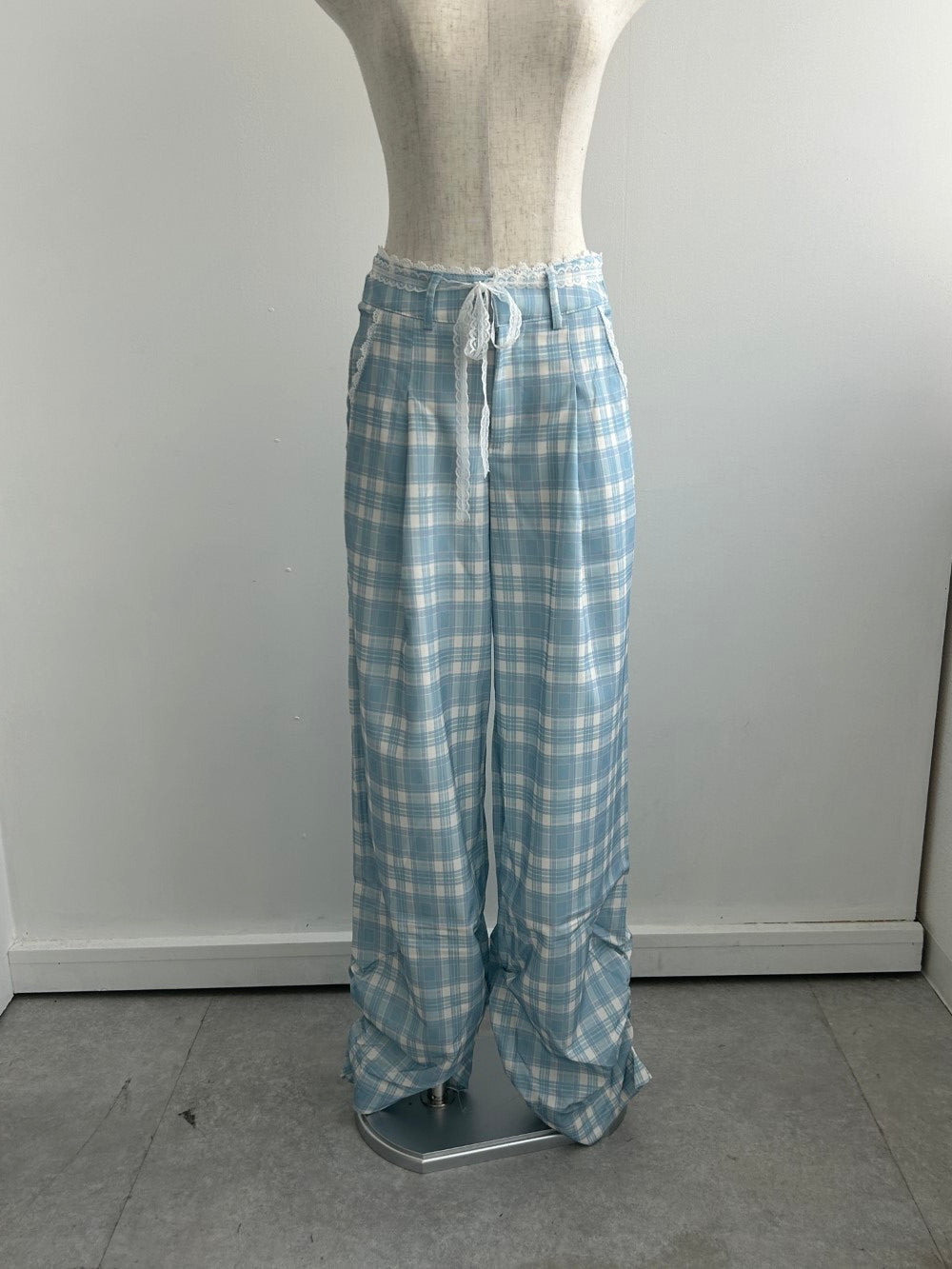 <SL2243634> レースリボン付きチェックパンツ