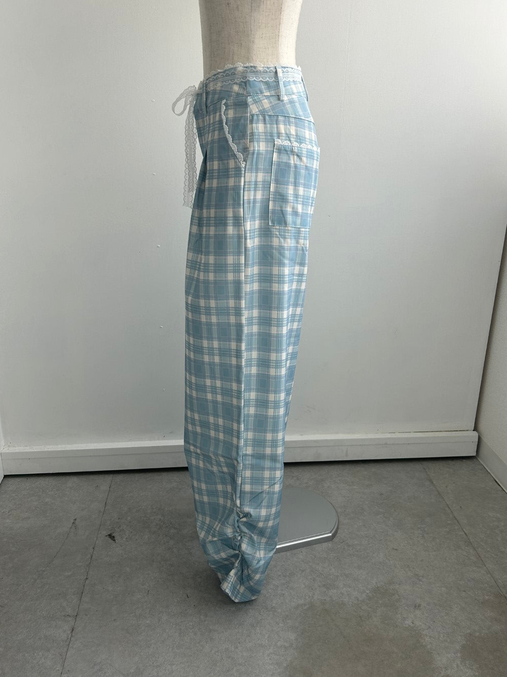 <SL2243634> レースリボン付きチェックパンツ