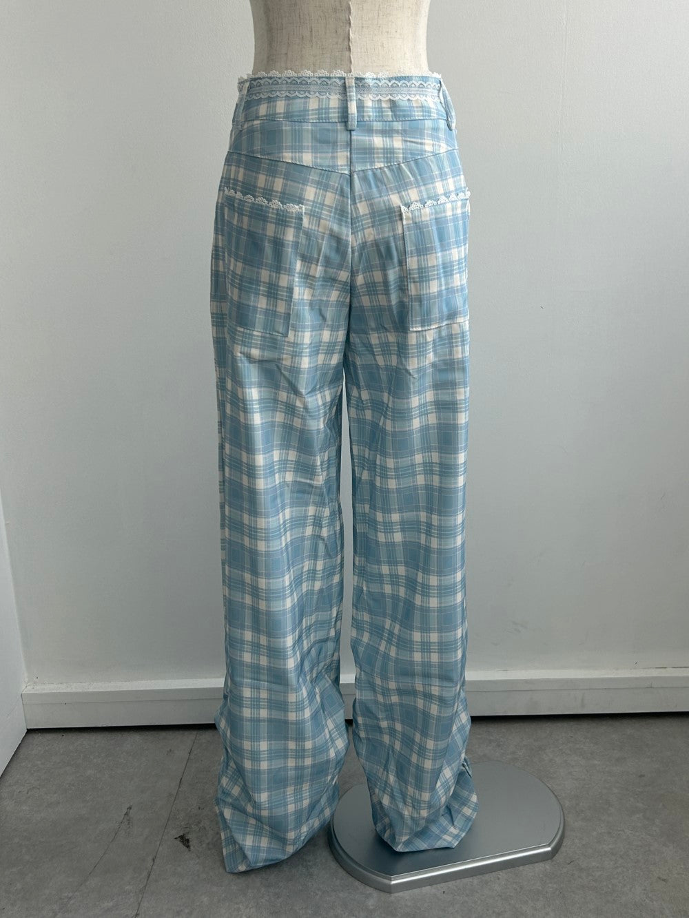 <SL2243634> レースリボン付きチェックパンツ