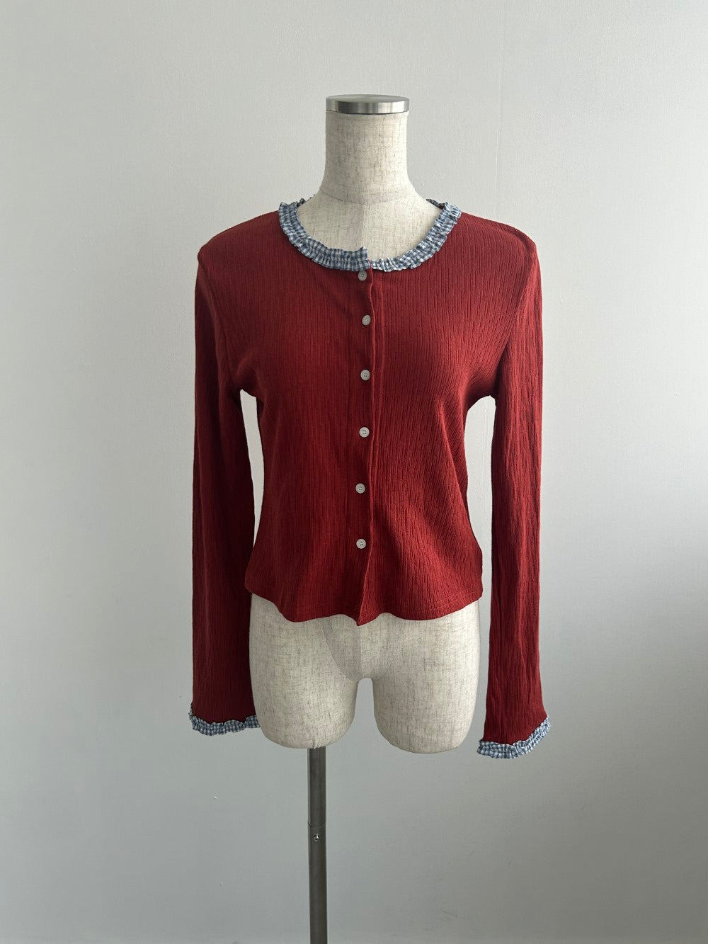 <SL2243676> check hem point cardigan