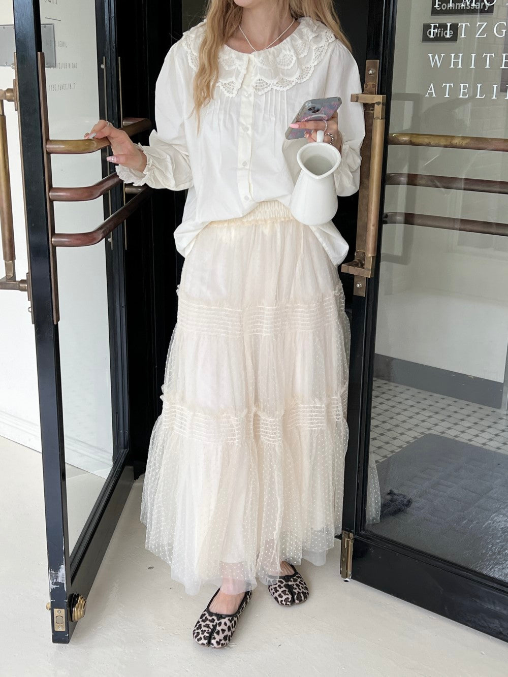 <SL2243630> ドットシフォンスカート