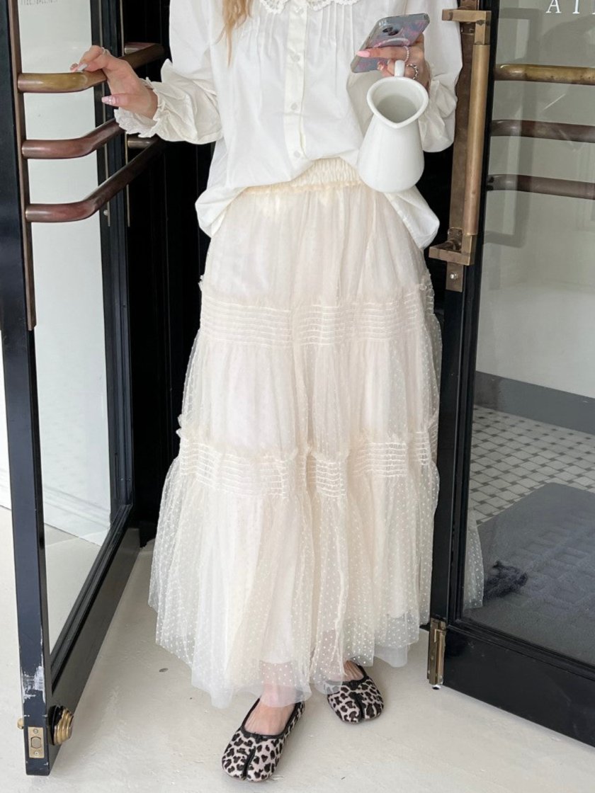 <SL2243630> ドットシフォンスカート