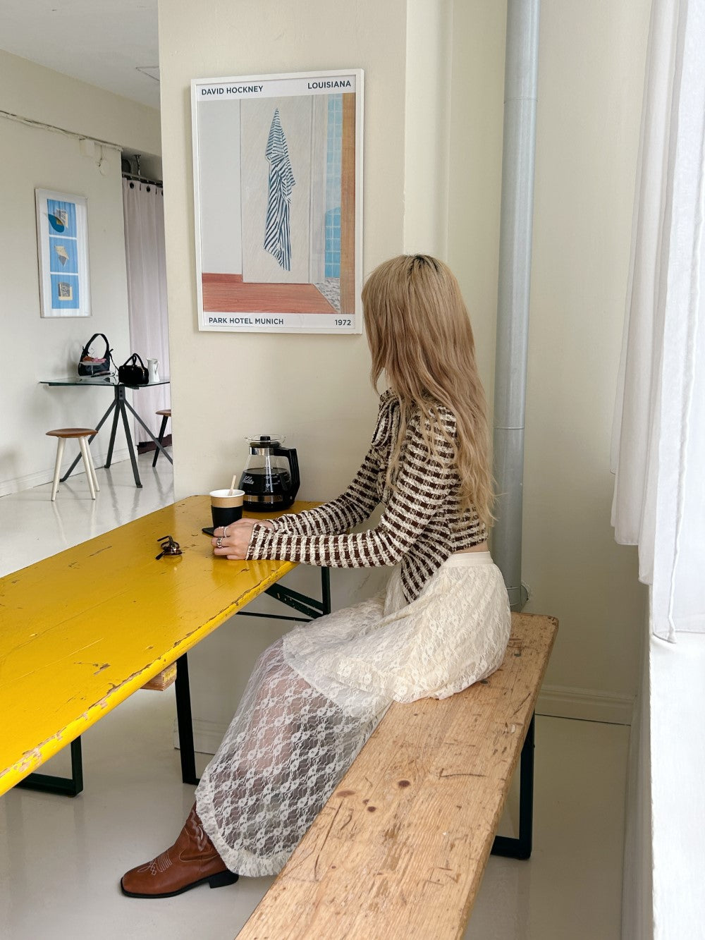 <SL2243682> ribbon choker check tops