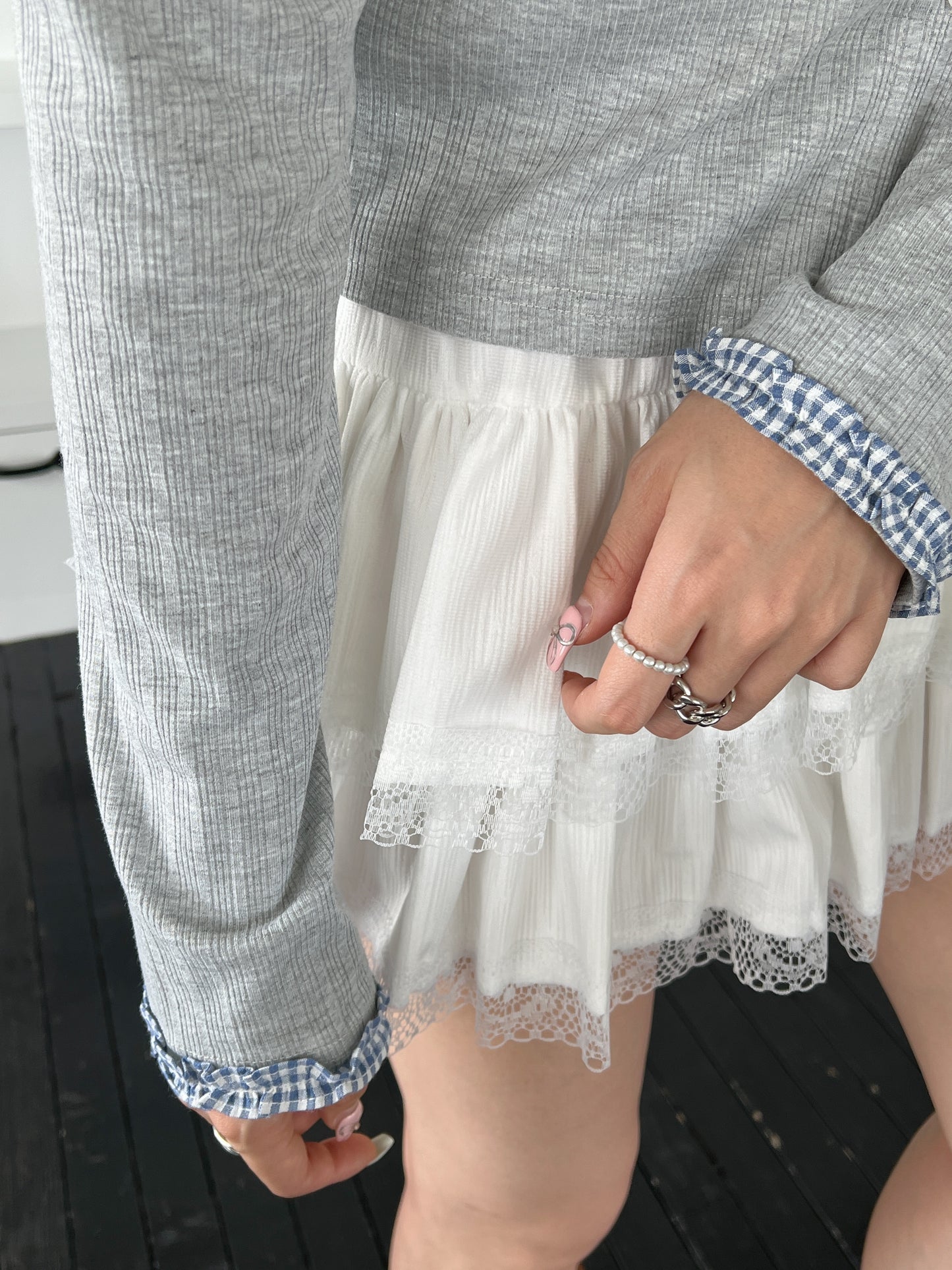 <SL2243676> check hem point cardigan