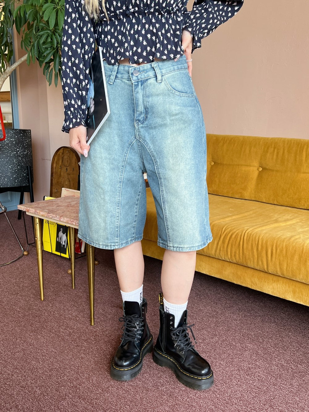 <SL2243610> バミューダデニムパンツ