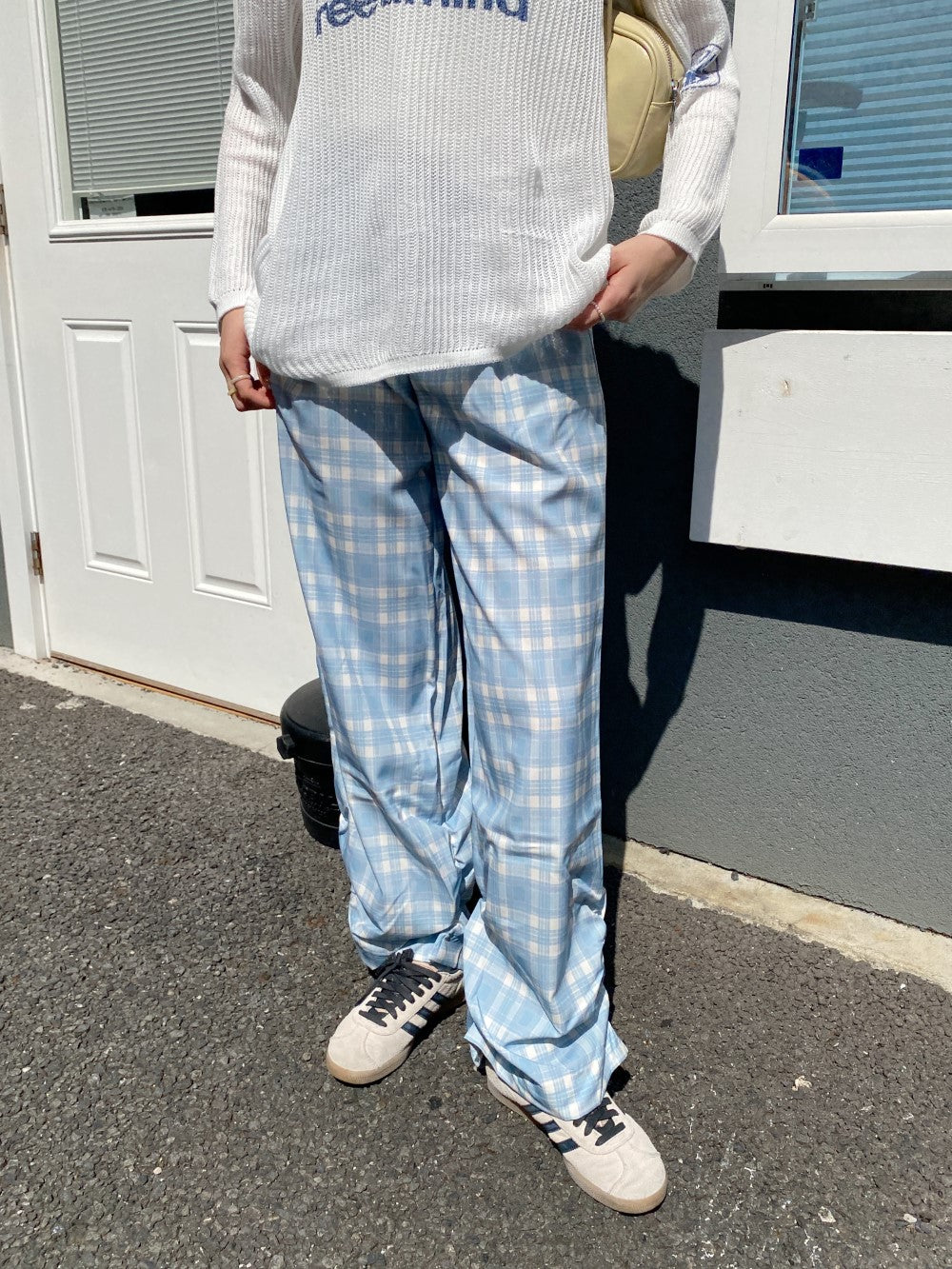 <SL2243634> レースリボン付きチェックパンツ