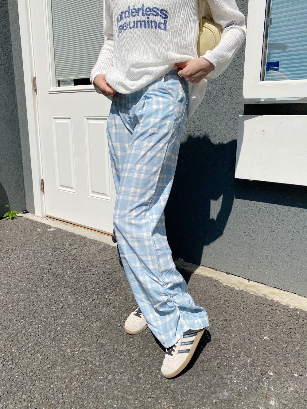 <SL2243634> レースリボン付きチェックパンツ