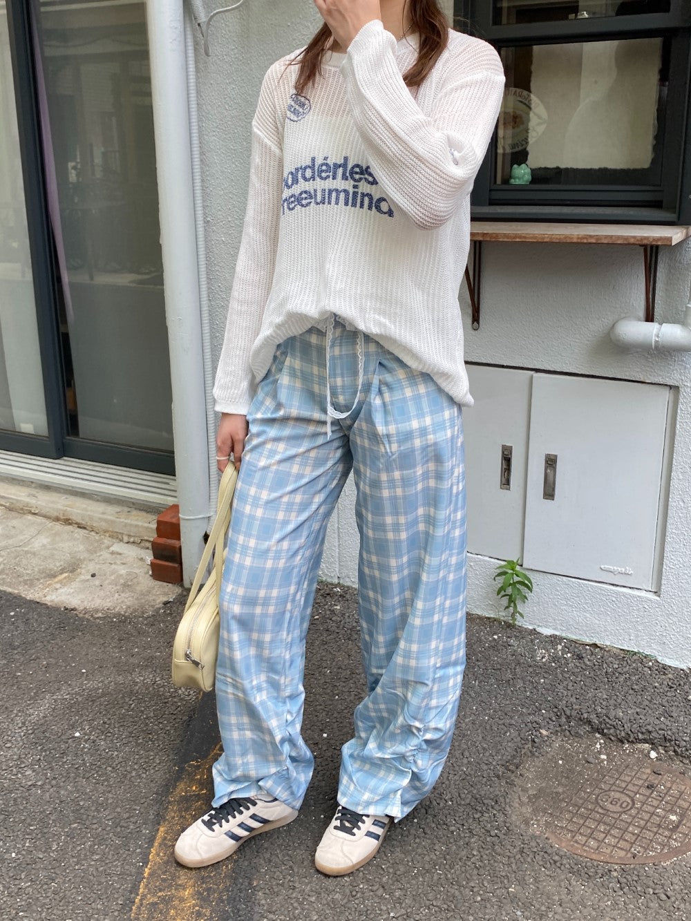 <SL2243634> レースリボン付きチェックパンツ