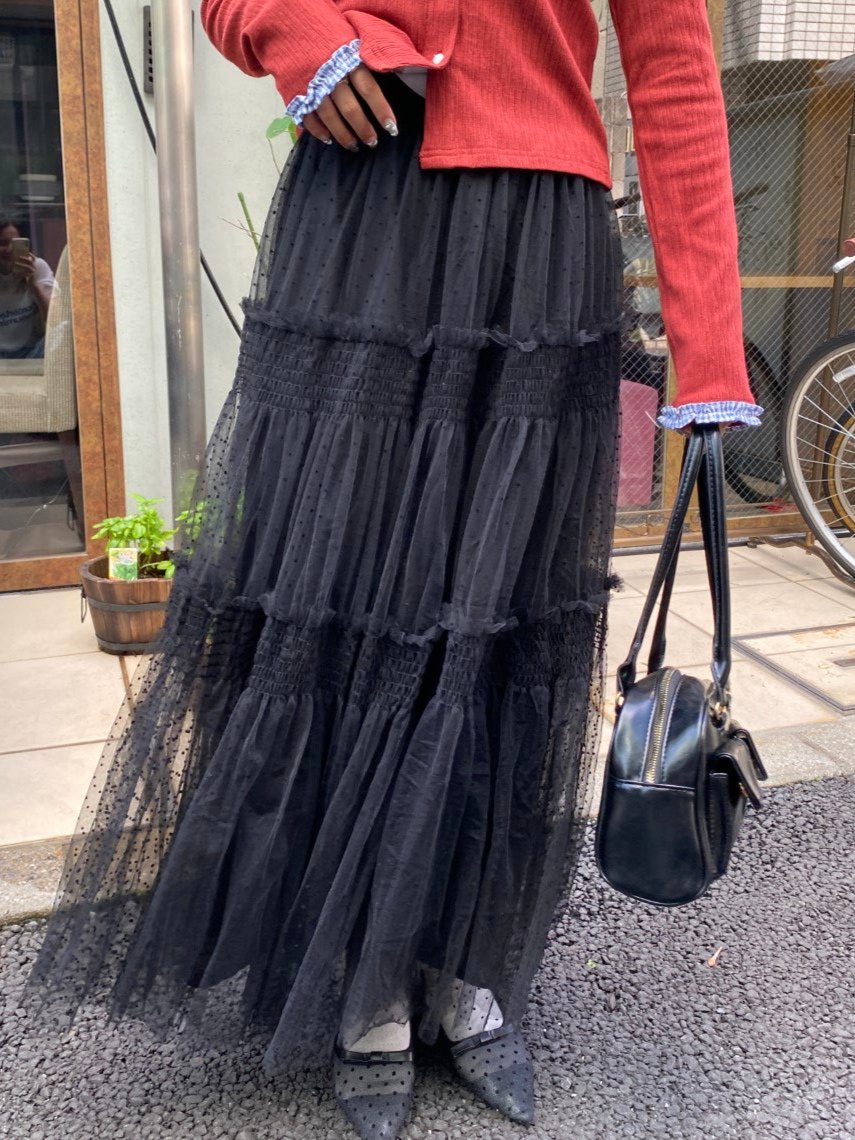 <SL2243630> ドットシフォンスカート