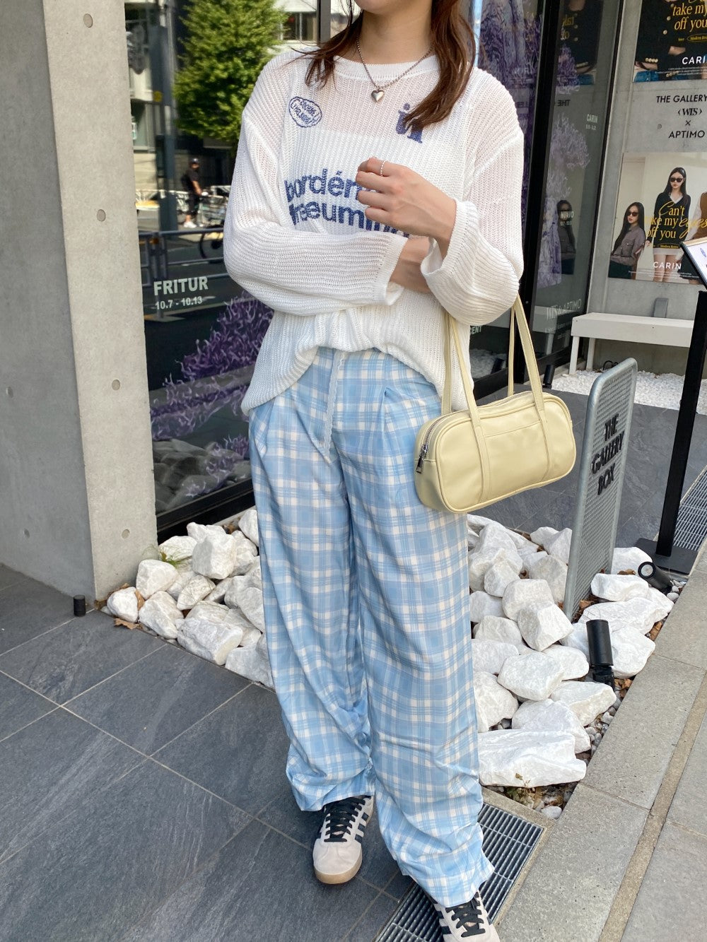 <SL2243634> レースリボン付きチェックパンツ
