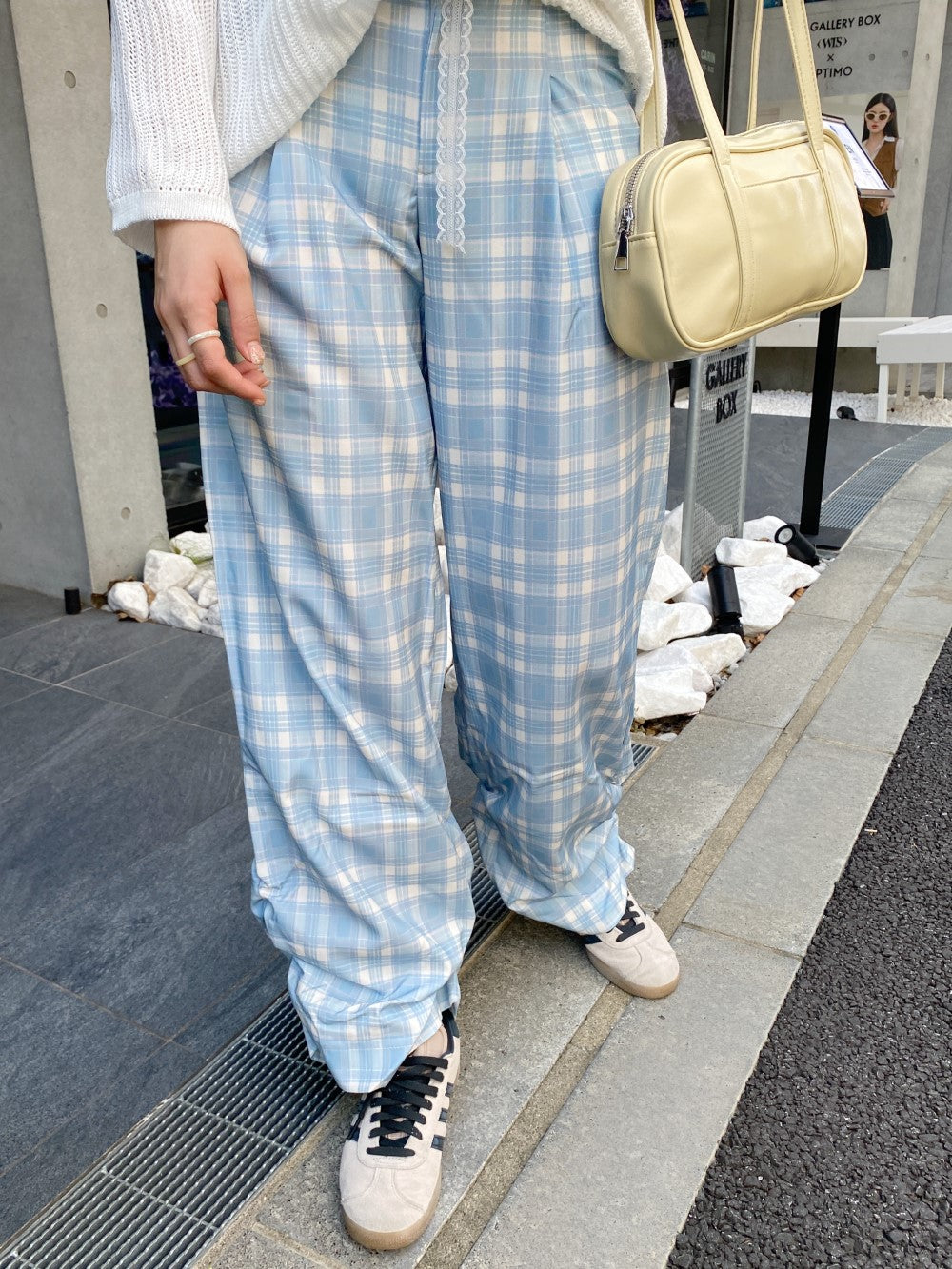 <SL2243634> レースリボン付きチェックパンツ