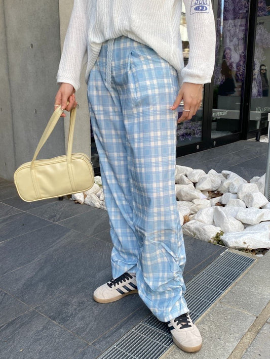 <SL2243634> レースリボン付きチェックパンツ