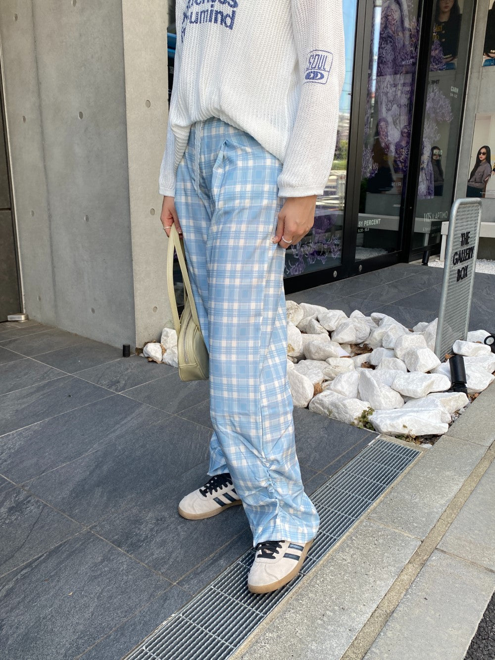 <SL2243634> レースリボン付きチェックパンツ