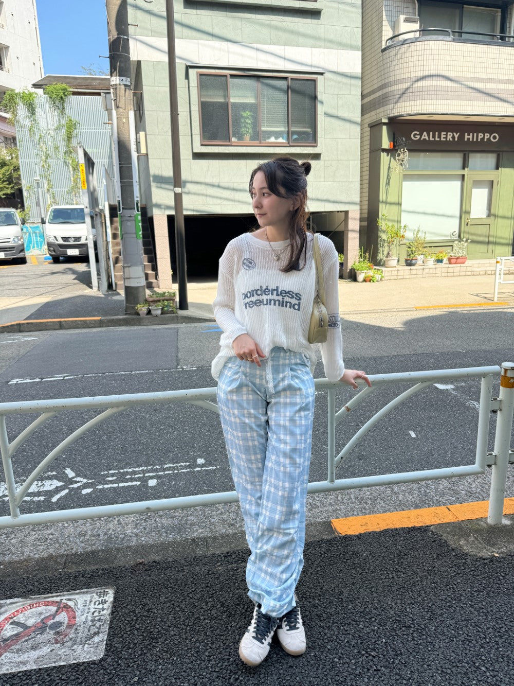 <SL2243634> レースリボン付きチェックパンツ