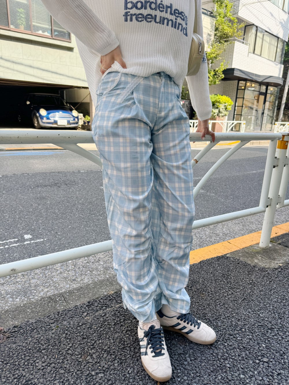<SL2243634> レースリボン付きチェックパンツ