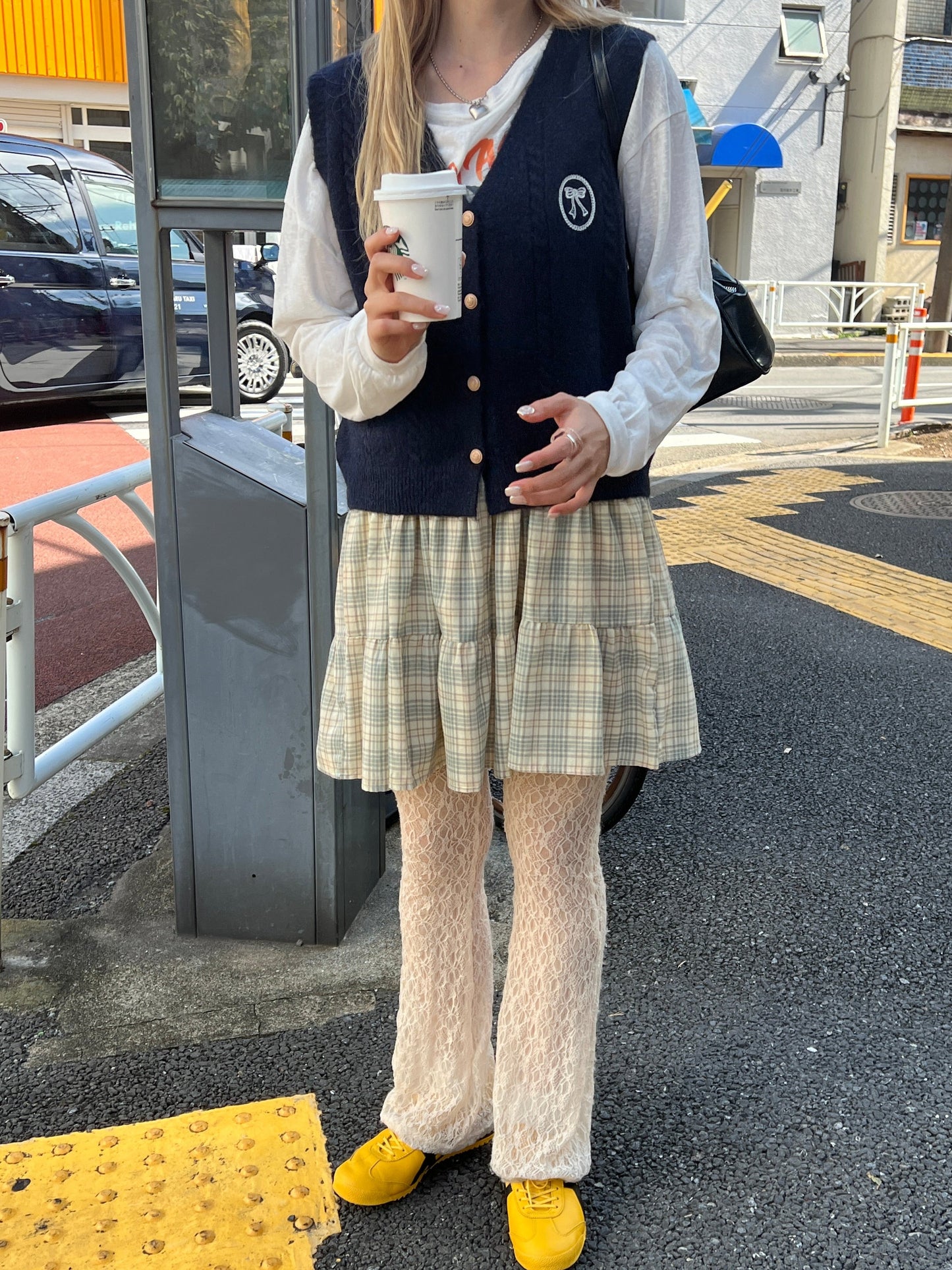 <SL2243604> チェックフリルティアードチュニック
