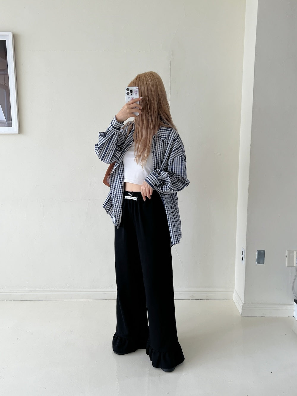 <SL2243647> ワンポイントレースチェックシャツ