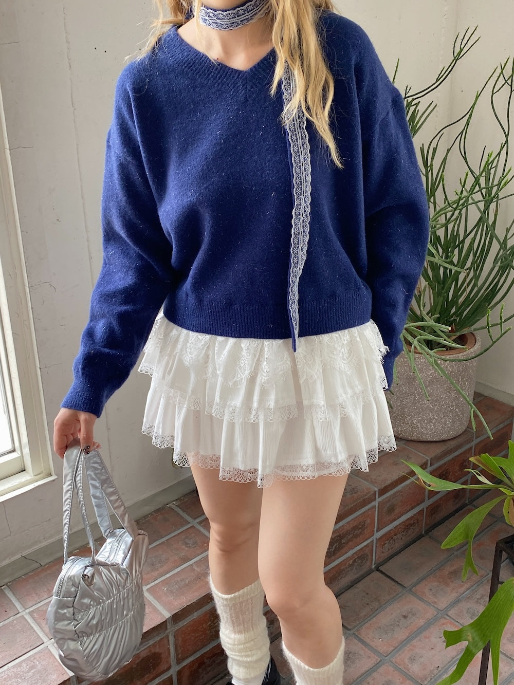 <SL2244611> レースタイ付きBIGヨーロピアンニット