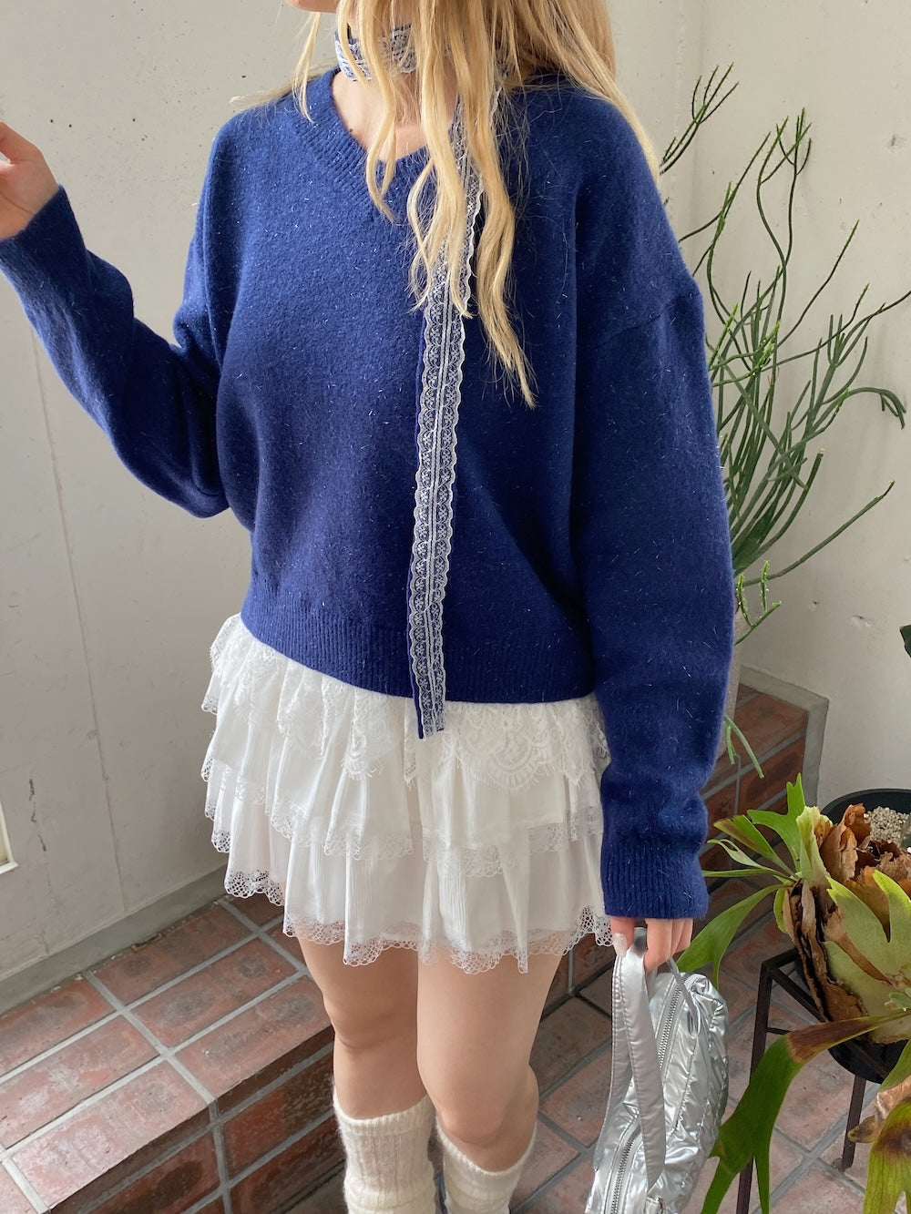 <SL2244611> レースタイ付きBIGヨーロピアンニット