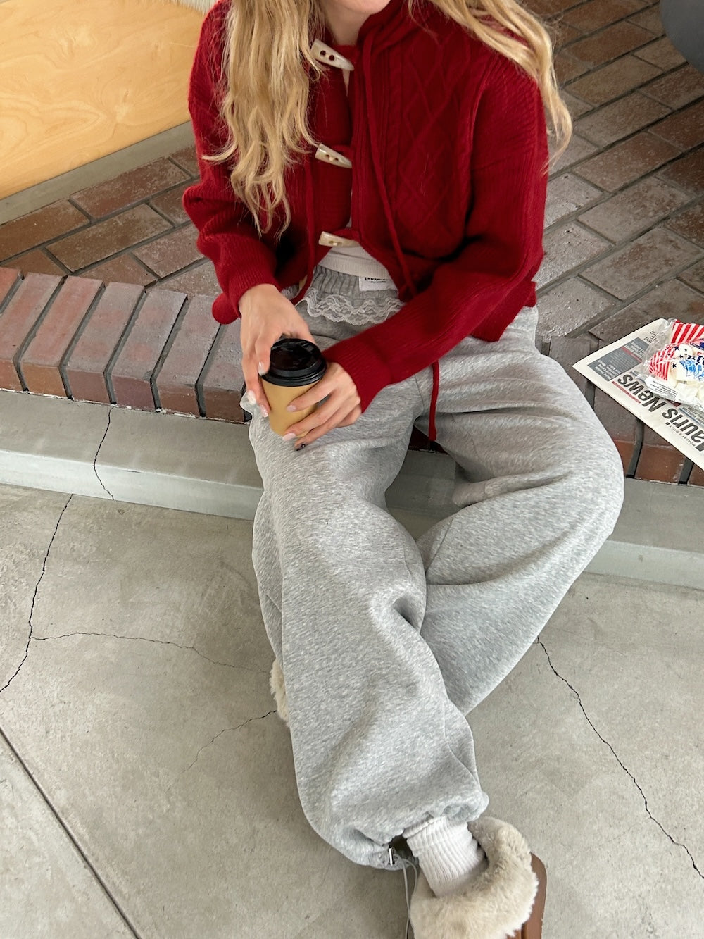 <SL2244639> フリルドローコードスウェットパンツ