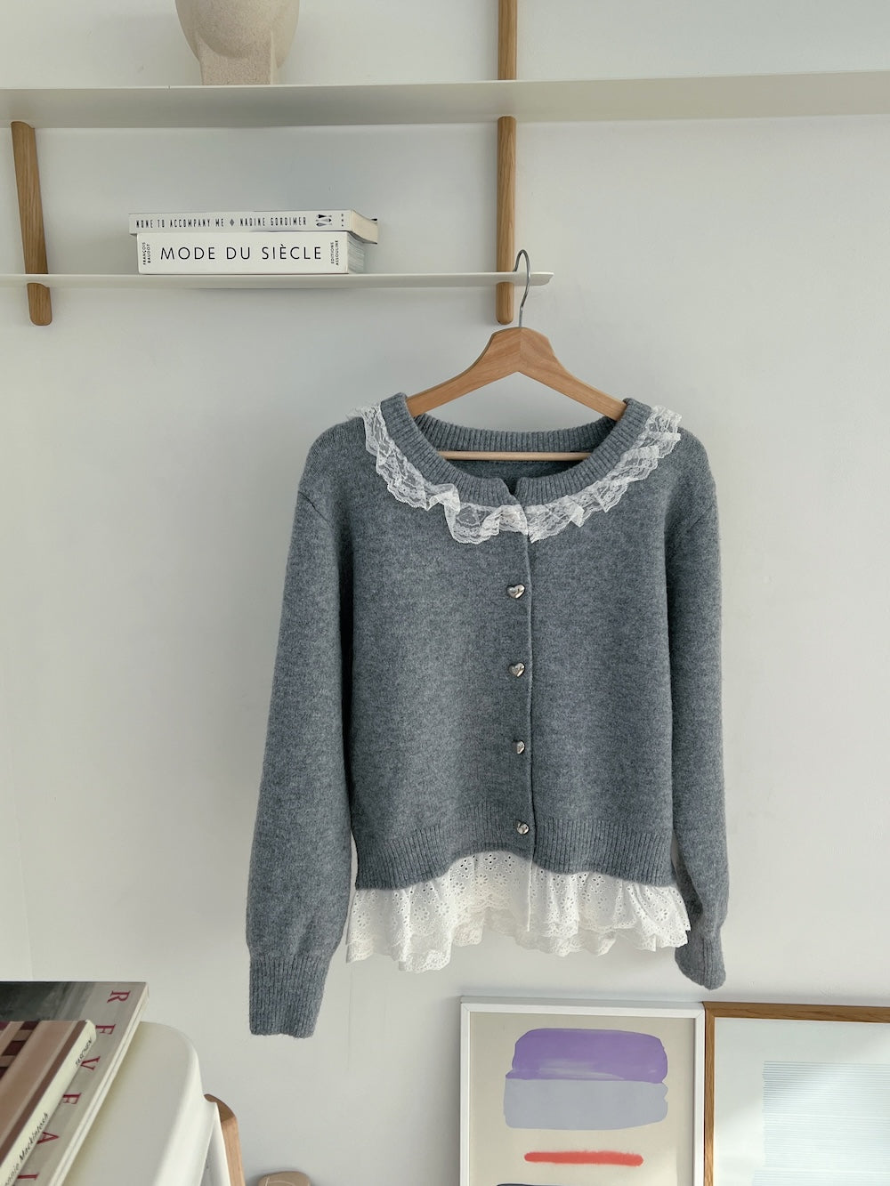 <SL2244663> sweetie lace hem cardigan