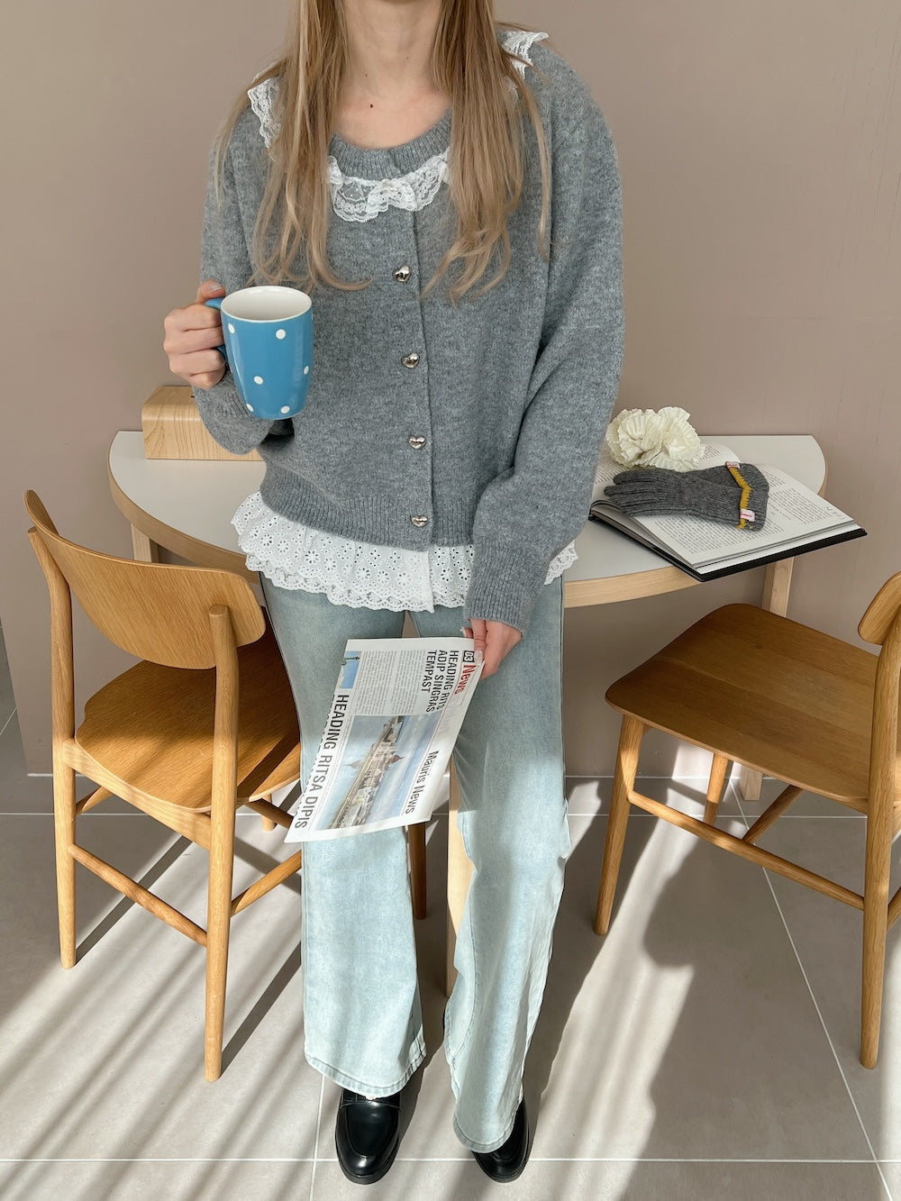 <SL2244663> sweetie lace hem cardigan