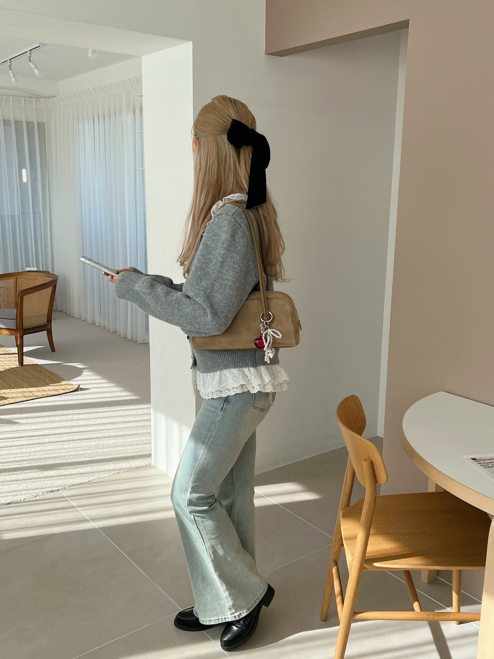 <SL2244663> sweetie lace hem cardigan