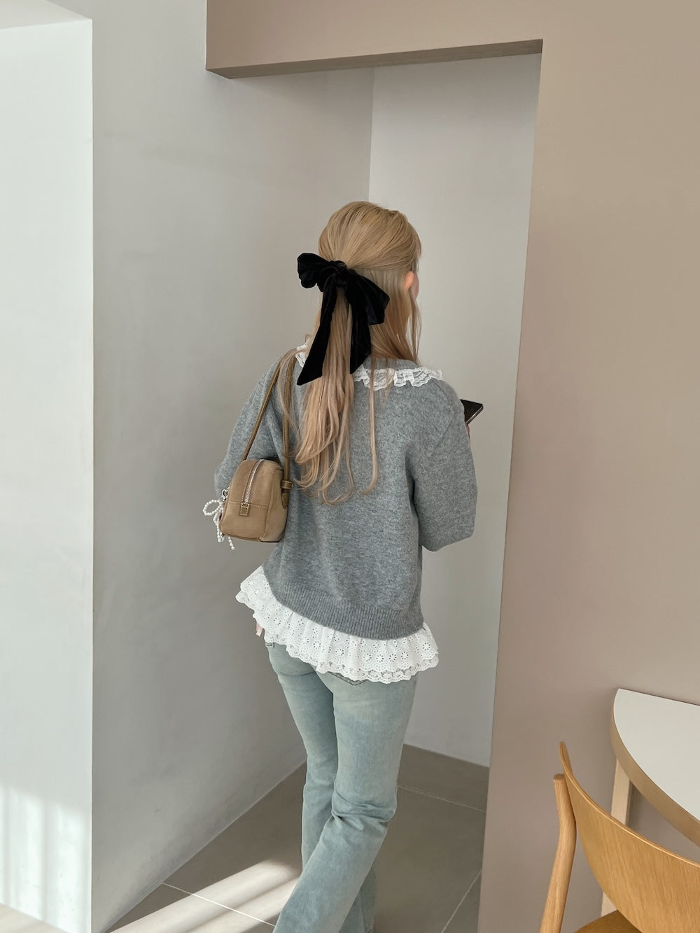 <SL2244663> sweetie lace hem cardigan