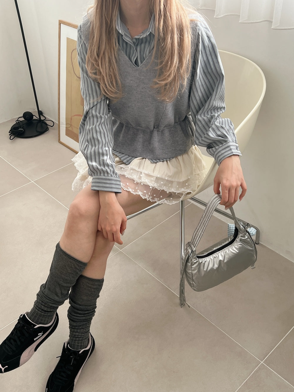 <SL2244634> ニットベスト&ストライプシャツSET