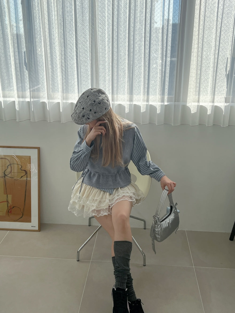 <SL2244634> ニットベスト&ストライプシャツSET