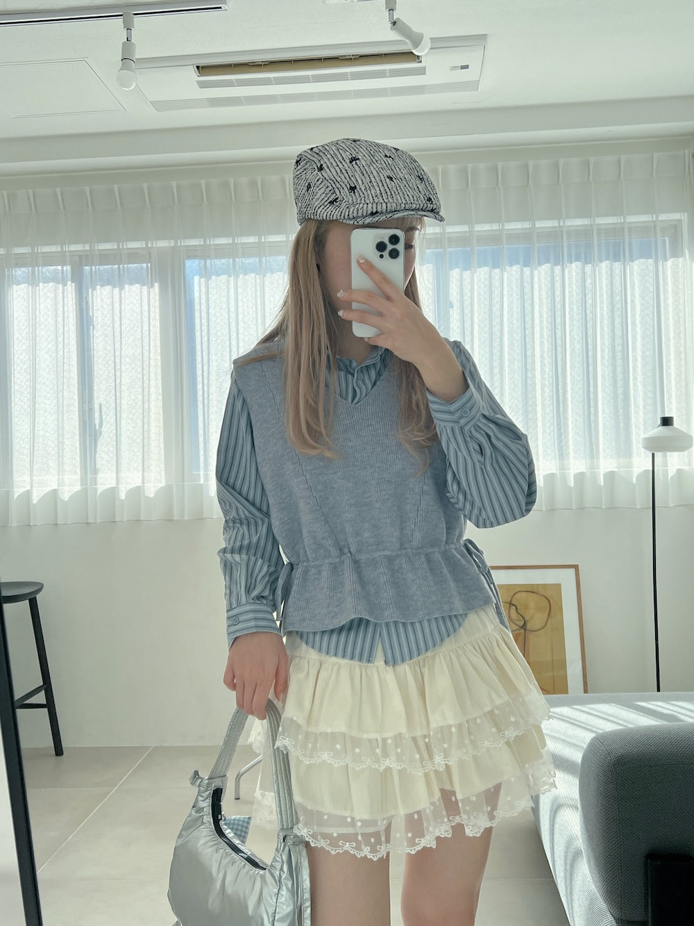 <SL2244634> ニットベスト&ストライプシャツSET