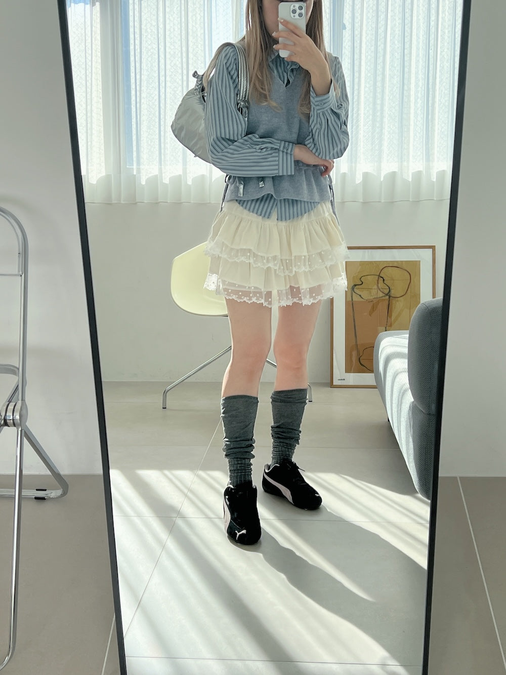 <SL2244634> ニットベスト&ストライプシャツSET