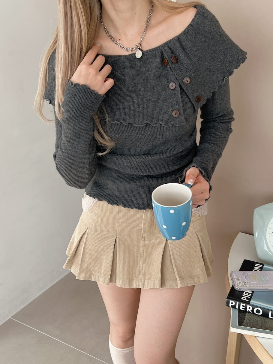 <SL2244650> 2WAY折り返しワンショルニット