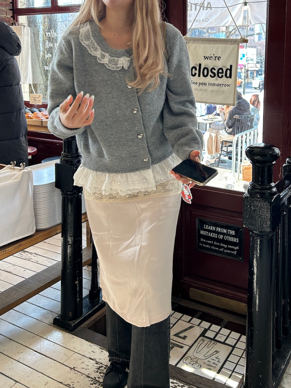 <SL2244663> sweetie lace hem cardigan