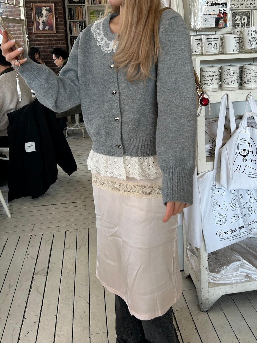 <SL2244663> sweetie lace hem cardigan