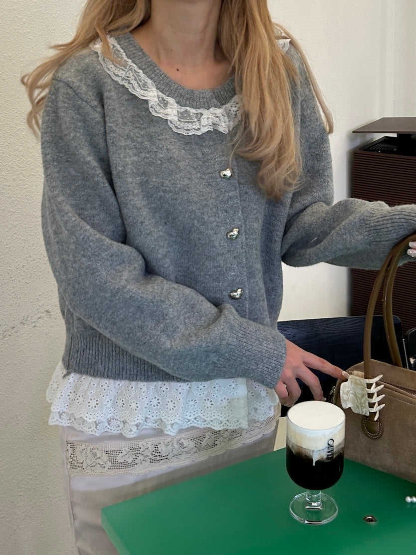 <SL2244663> sweetie lace hem cardigan